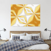 Abstract Bloemengoud en Grijs Zilver Abstract Canvas Afdruk (Insitu (Slaapkamer))