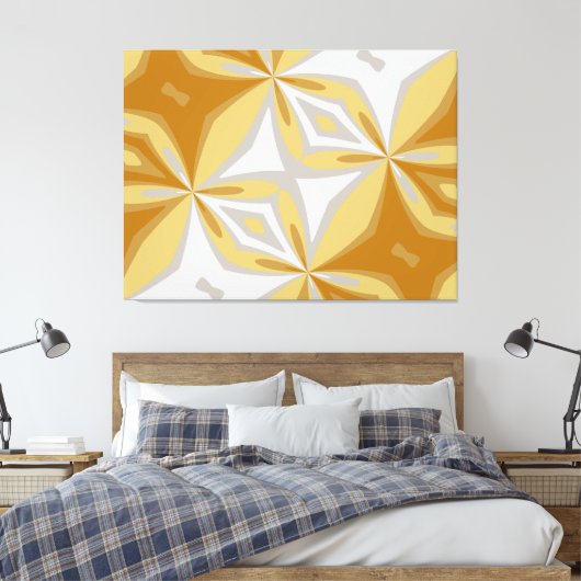 Abstract Bloemengoud en Grijs Zilver Abstract Canvas Afdruk (Insitu (Slaapkamer))