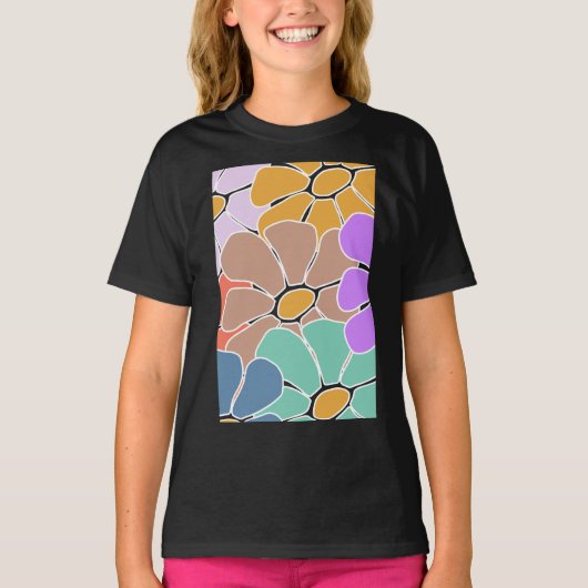 Abstract bloemenpatroon voor meisjes T-shirt (Voorkant)