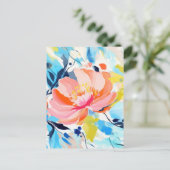 Abstract bloemenpatroonschilderij briefkaart (Staand voorkant)