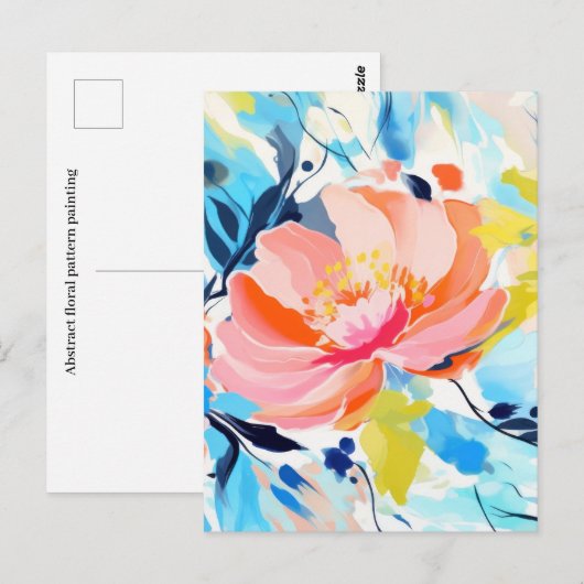 Abstract bloemenpatroonschilderij briefkaart (Voorkant / Achterkant)