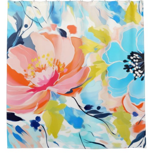 Abstract bloemenpatroonschilderij douchegordijn (Voorkant)