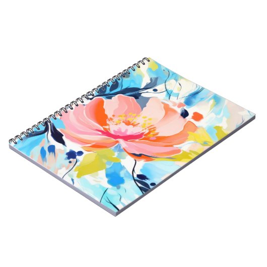 Abstract bloemenpatroonschilderij notitieboek (Linkerzijde)