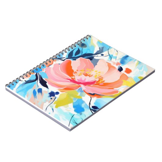 Abstract bloemenpatroonschilderij notitieboek (Linkerzijde)