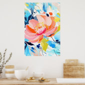 Abstract bloemenpatroonschilderij poster (Keuken)