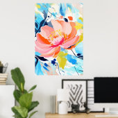 Abstract bloemenpatroonschilderij poster (Thuiskantoor)