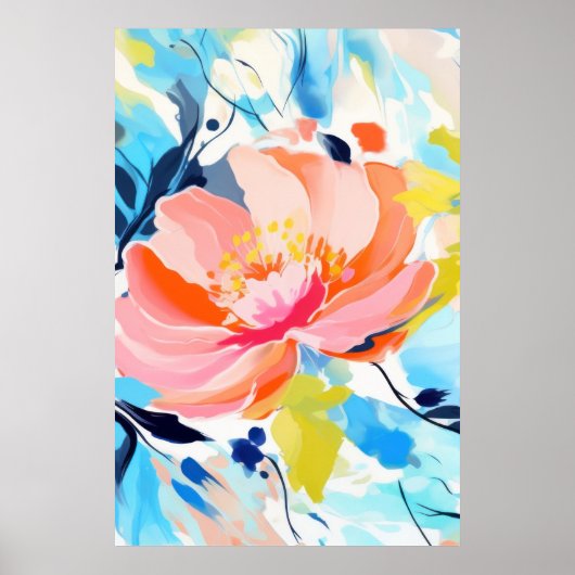 Abstract bloemenpatroonschilderij poster (Voorkant)