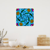 Abstract bloemenposter poster (Keuken)