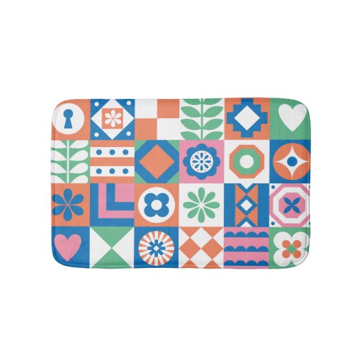 Abstract bloemenScandinavisch volkspatroon Badmat (Voorkant)