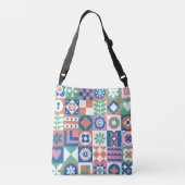 Abstract bloemenScandinavisch volkspatroon Crossbody Tas (Achterkant)