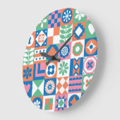 Abstract bloemenScandinavisch volkspatroon Grote Klok (Hoek)