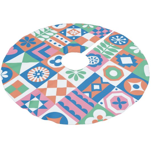 Abstract bloemenScandinavisch volkspatroon Kerstboom Rok (Gekanteld)