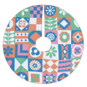 Abstract bloemenScandinavisch volkspatroon Kerstboom Rok (Voorkant)