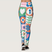 Abstract bloemenScandinavisch volkspatroon Leggings (Achterkant)