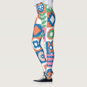 Abstract bloemenScandinavisch volkspatroon Leggings (Links)