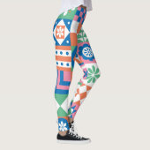 Abstract bloemenScandinavisch volkspatroon Leggings (Rechts)