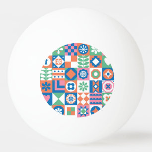 Abstract bloemenScandinavisch volkspatroon Pingpongbal