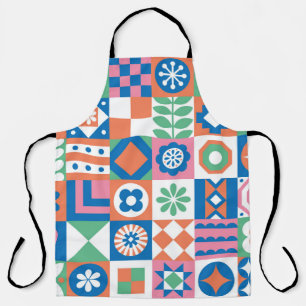 Abstract bloemenScandinavisch volkspatroon Schort