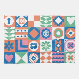 Abstract bloemenScandinavisch volkspatroon Theedoek