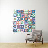 Abstract bloemenScandinavisch volkspatroon Wandkleed (In Situ (horizontaal))