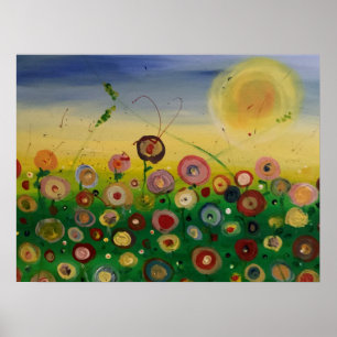 Abstract bloemenveld poster