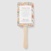 Abstract bloemenvogels Mid Century Trouwprogramma Handwaaier (Achterkant)