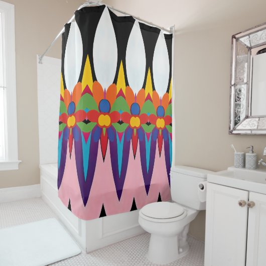 Abstract bloemfeest douchegordijn (In situ)