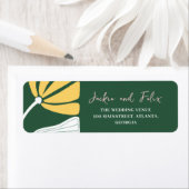 Abstract bloemgroen en geel huwelijk etiket (Insitu)