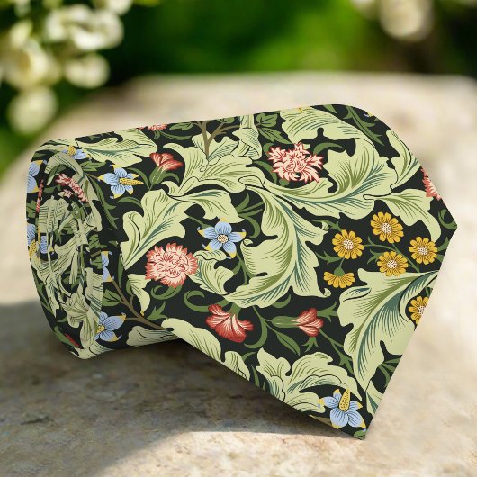 Abstract bloemig en bladeren  groen patroon stropdas