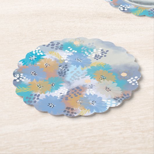 Abstract bloemig kuststrand kartonnen onderzetters (Gekanteld)