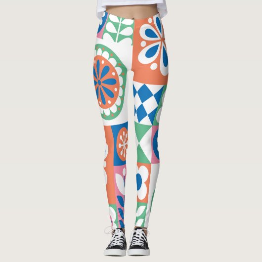 Abstract bloemig, Scandinavisch volksontwerp. Leggings (Voorkant)