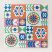 Abstract bloemig, Scandinavisch volksontwerp. Legpuzzel (Horizontaal)