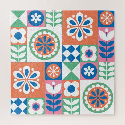 Abstract bloemig, Scandinavisch volksontwerp. Legpuzzel (Verticaal)