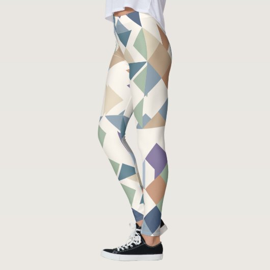 Abstract bloemig wit mozaïekpatroon leggings (Links)