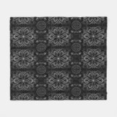 Abstract bloemig zwart en grijs fleece deken (Voorkant (Horizontaal))