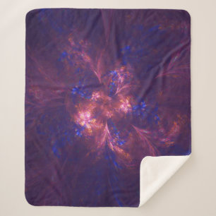 Abstract bloemlicht Paarse en blauwe patronen mix Sherpa Deken