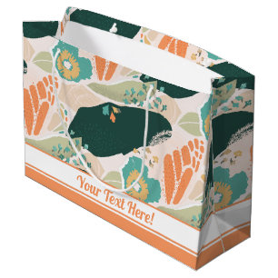 Abstract bloemmotief Aqua Groen Sinaasappel Groot Cadeauzakje