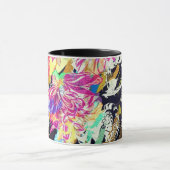 Abstract bloemmotief en diermotief roze zwart wit mok (Midden)