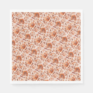 Abstract bloemmotief in waterverf herfstkleuren servet