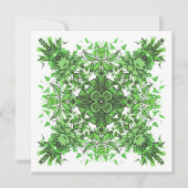 Abstract bloemmotief in zwart groen op wit kaart (Voorkant)