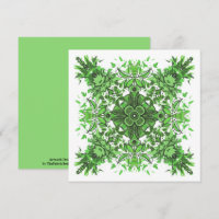 Abstract bloemmotief in zwart groen op wit
