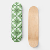 Abstract bloemmotief in zwart & groen op wit persoonlijk skateboard (Voorkant)
