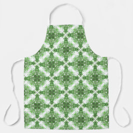 Abstract bloemmotief in zwart groen op wit schort