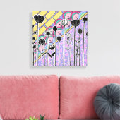 Abstract bloemmotief met geometrische achtergrond canvas afdruk (Insitu (Woonkamer))