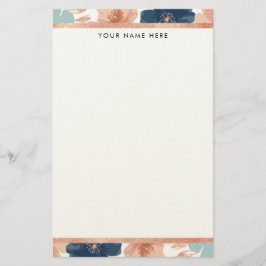 Abstract bloemmotief met roze gouden rand briefpapier