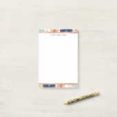 Abstract bloemmotief met roze gouden rand post-it® notes (Op bureau)