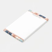 Abstract bloemmotief met roze gouden rand post-it® notes (Schuin)