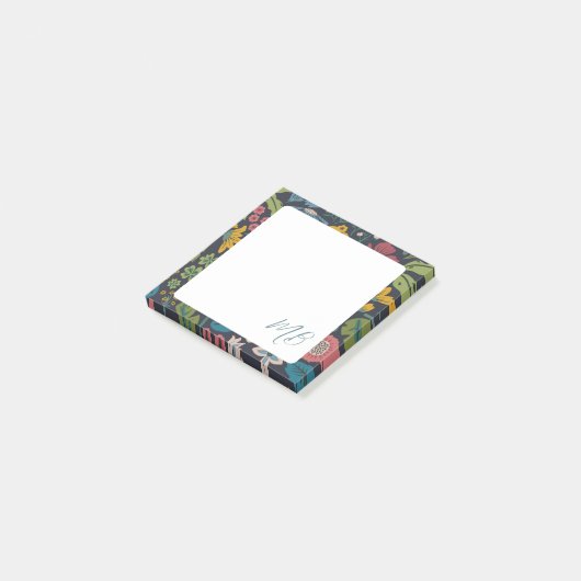 Abstract Bloemmotief Monogram Post-it® Notes (Schuin)