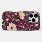 Abstract bloemmotief op Paarse Case-Mate iPhone Case (Achterkant (horizontaal))