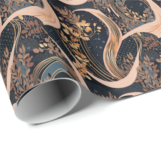 Abstract bloemmotief, stippen van polka, wijnstokk cadeaupapier (Rol Hoek)